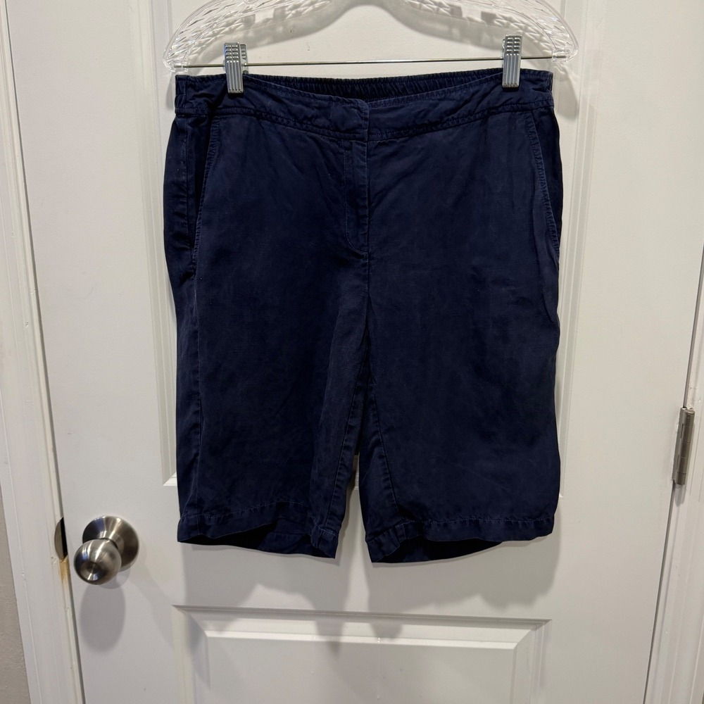 Eileen Fisher Womens Shorts Navy Blue Elastic Waist Size Small Petite